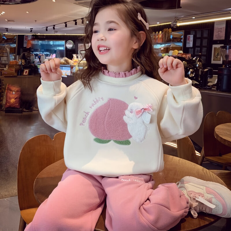 Mimi Halo Girls' Fleece Lined Tracksuit Winter 2025 New Kids Hoodie and Sweatpants Set Girls' Sportswear 2